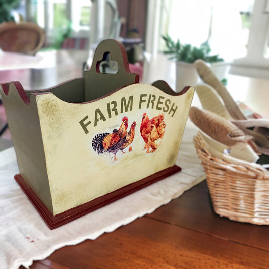 Farmhouse Rooster Cutlery Basket | Cutlery Organiser