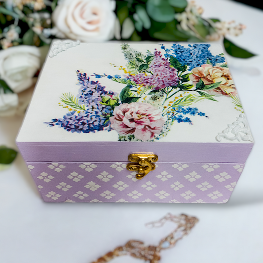 Floral Jewellery Storage Box | Decorative Box | Keepsake Box | Lavendar Box