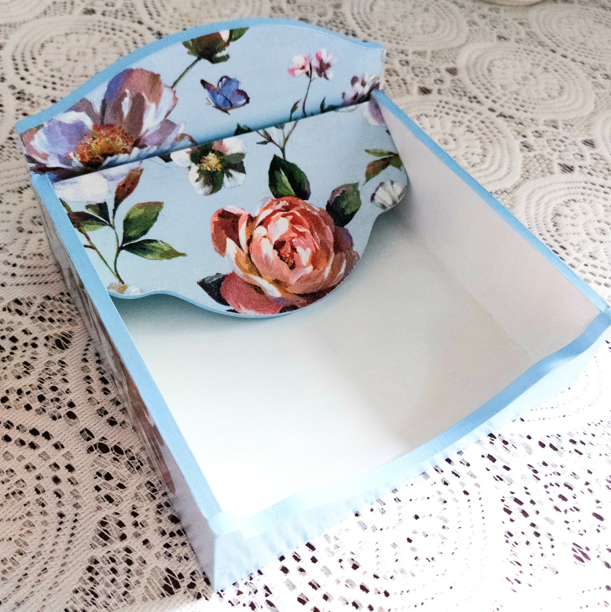 Floral Square Tissue Box / Square Napkin Holder / Tissue Holder for Home Office Car